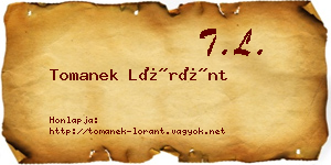 Tomanek Lóránt névjegykártya